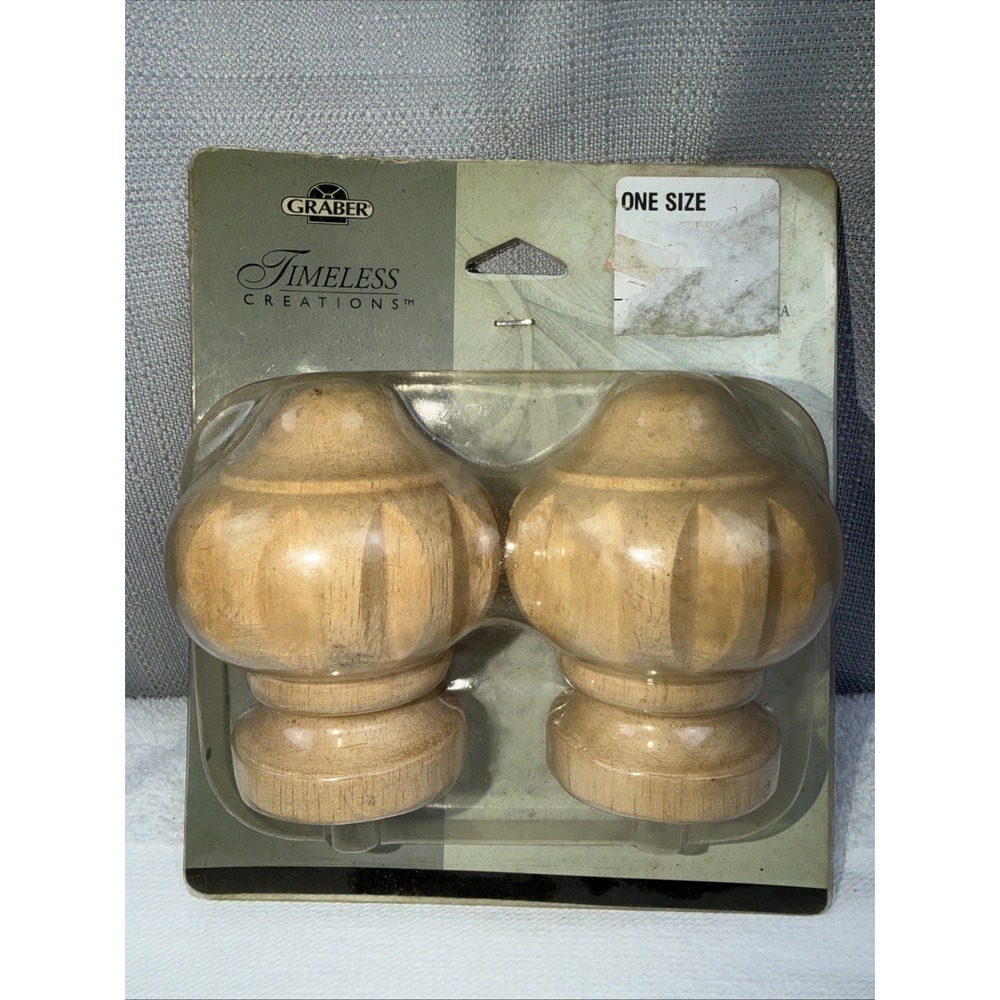 New Graber Wood pole Ball Finial for 1 3/8" Pole Elation Finials Natural Color